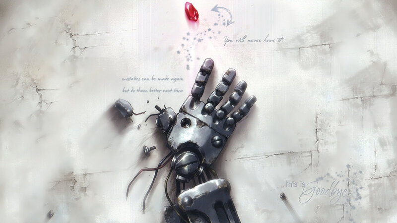 robot hand and red gem