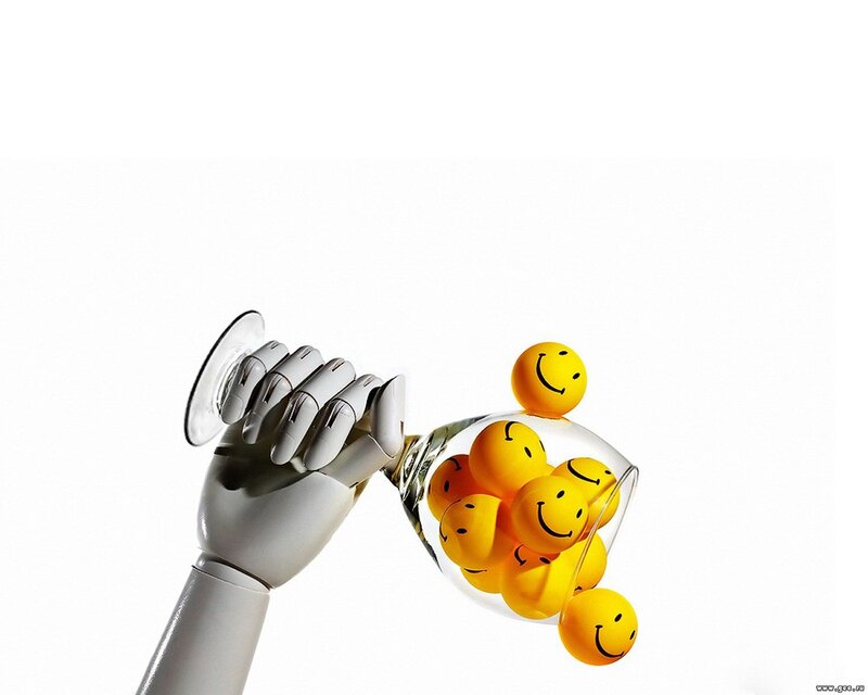 Robot Hand Holding Glass — White, Neutral