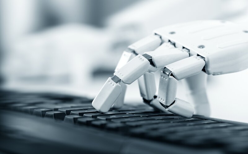 Robot Hand on Keyboard