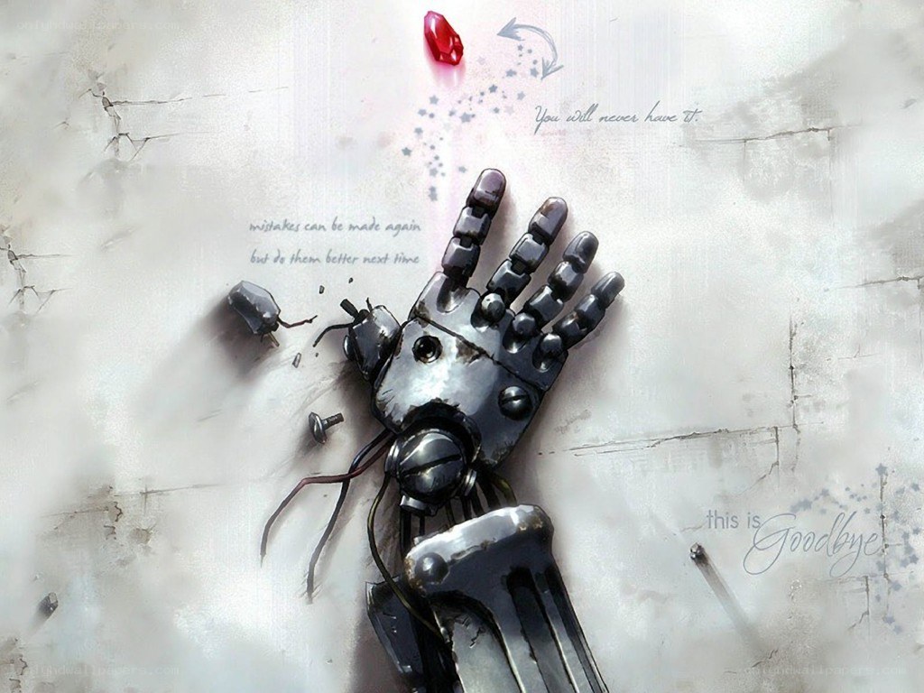 robot hand with red gem