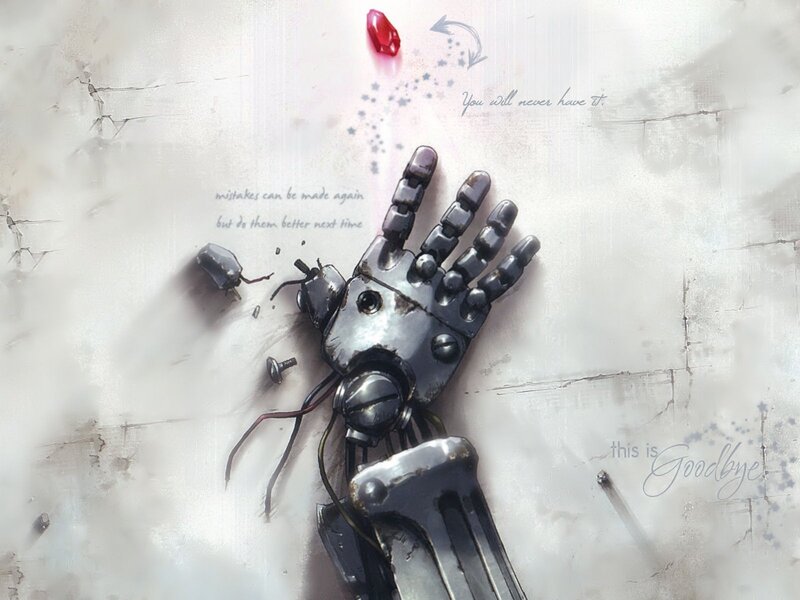 robot hand with red gem
