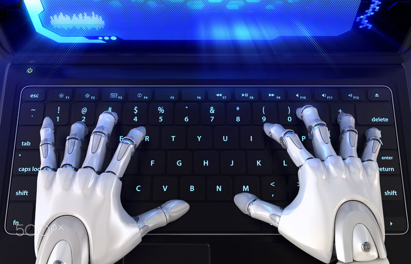 Robot Hands on Keyboard