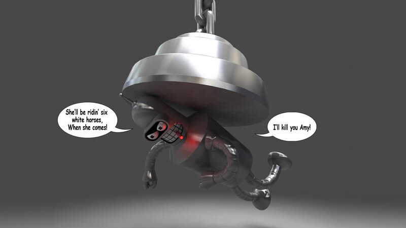 Robot hanging from magnet