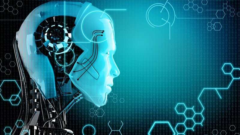 Robot Head in Profile — Blue
