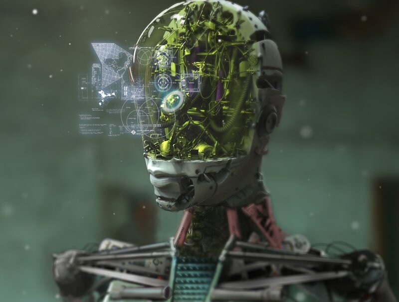 Robot Head with Exposed Internals