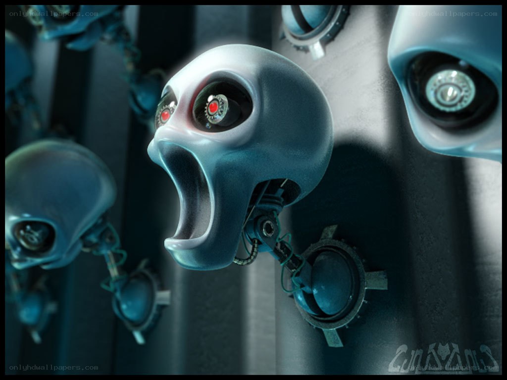 robot heads in a factory