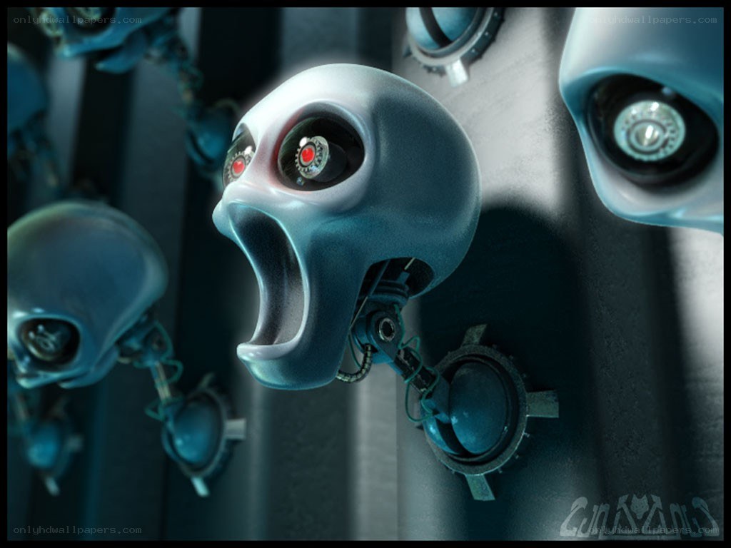 robot heads in a factory
