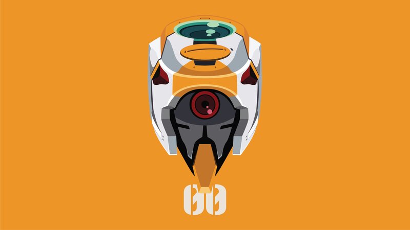 Robot Helmet — Orange, Minimalist