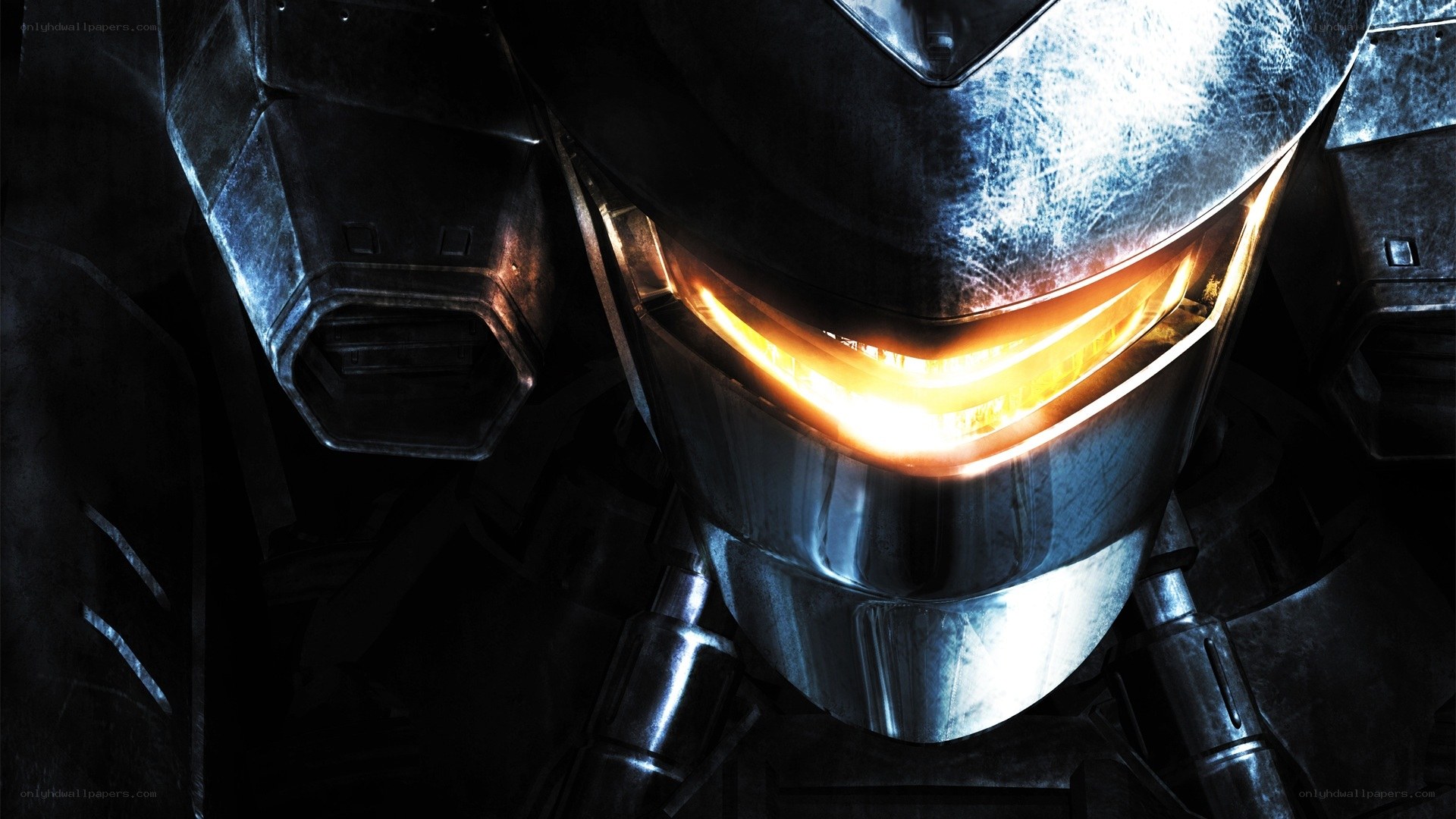 robot helmet with glowing eyes