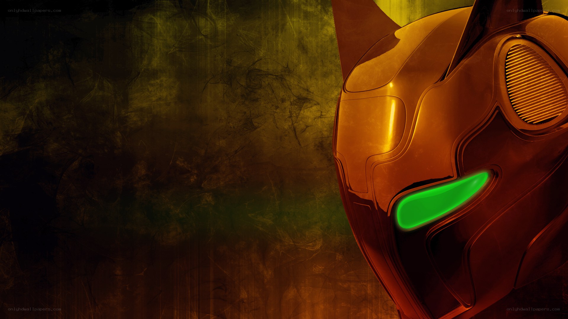 robot helmet with green light