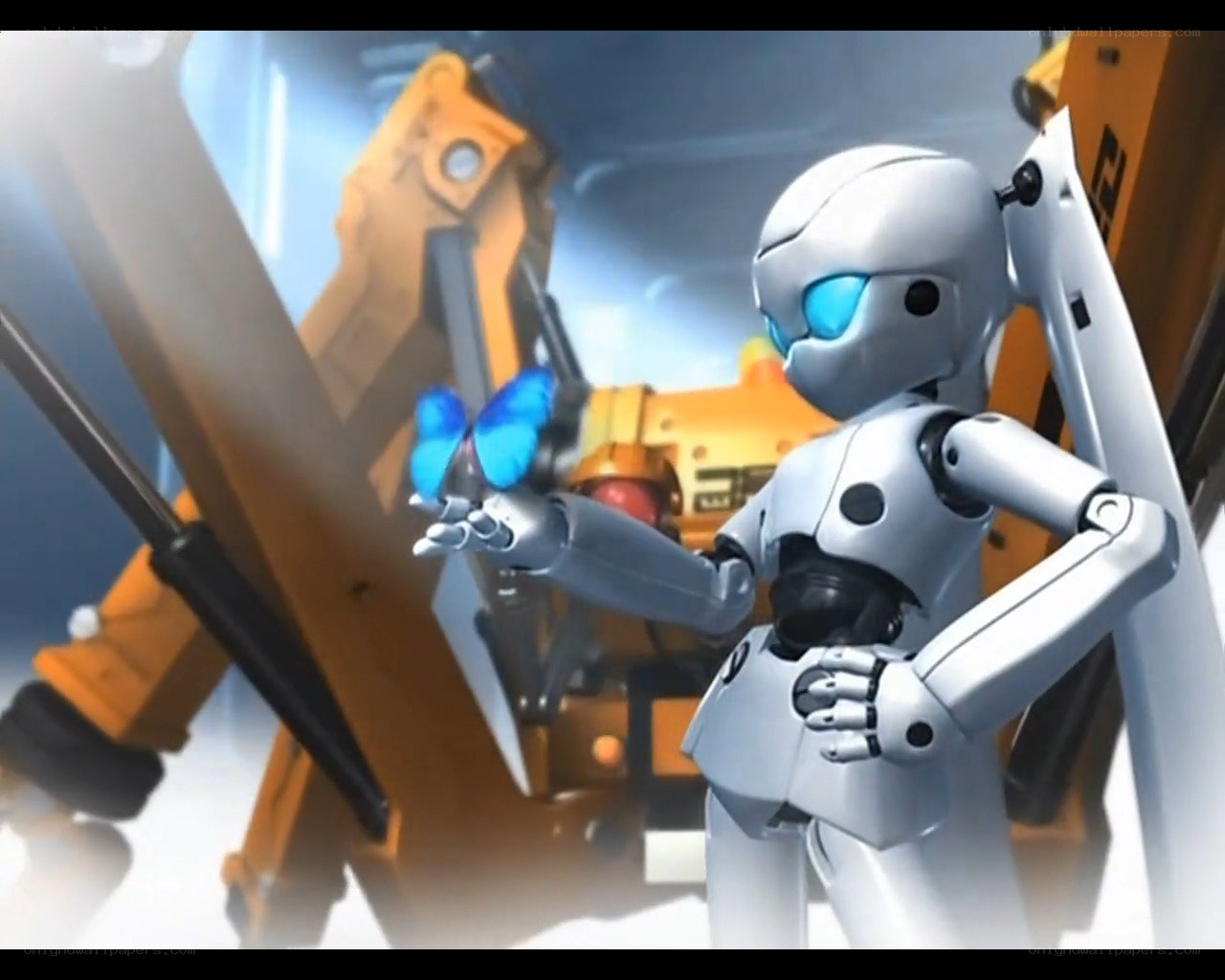robot holding a butterfly