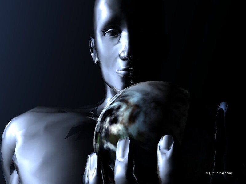 robot holding a globe