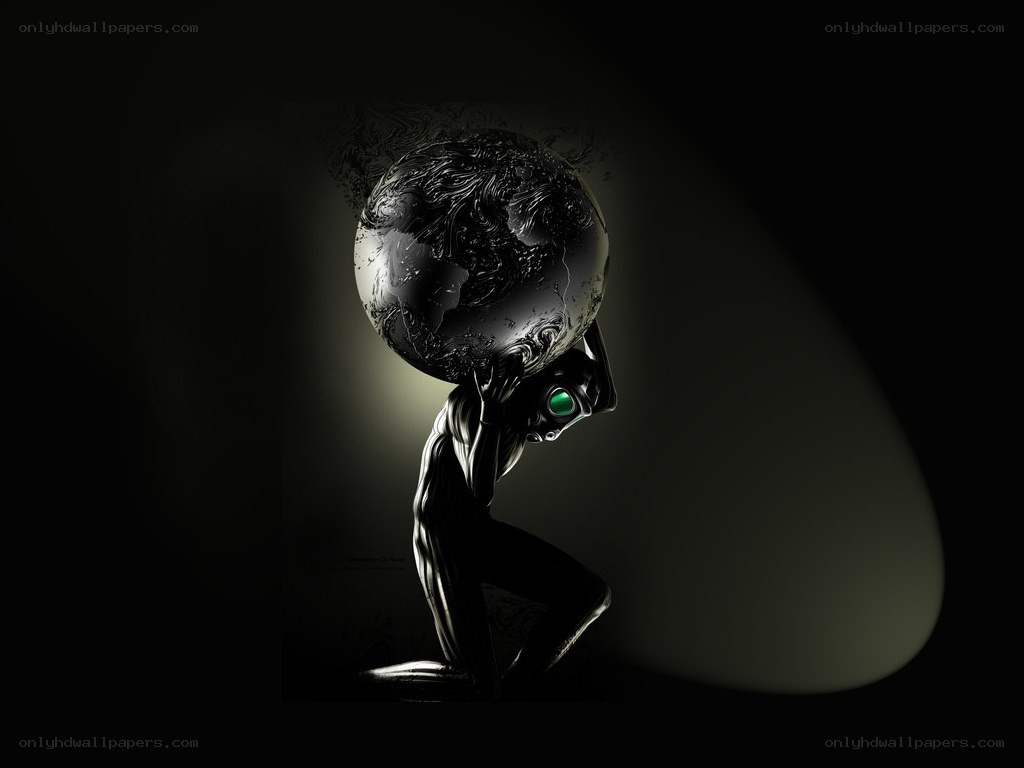robot holding a planet