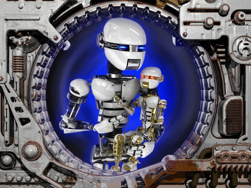 robot holding a smaller robot