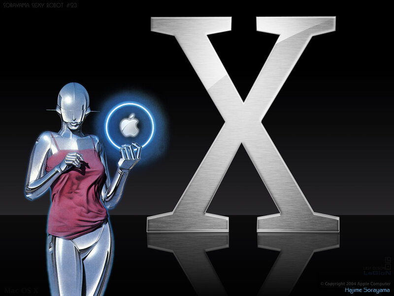 Robot Holding Apple Logo — Black