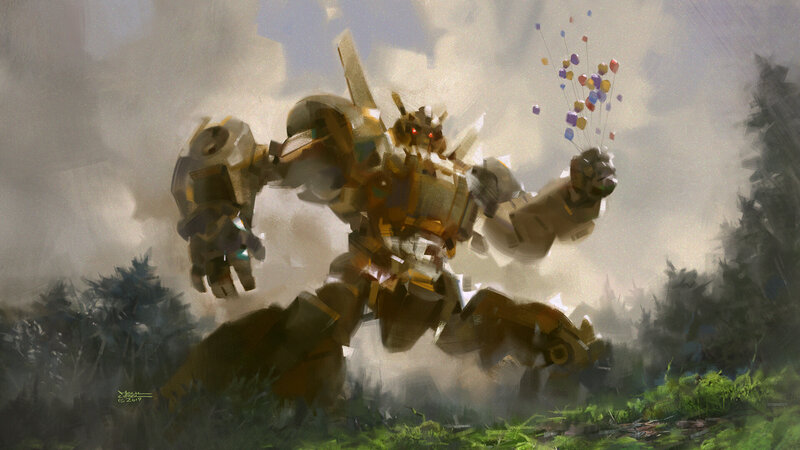 Robot Holding Balloons