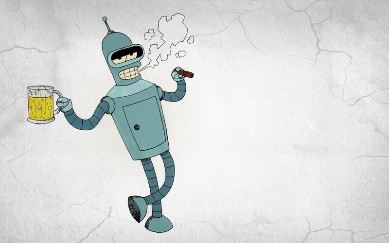 Robot Holding Beer and Cigar