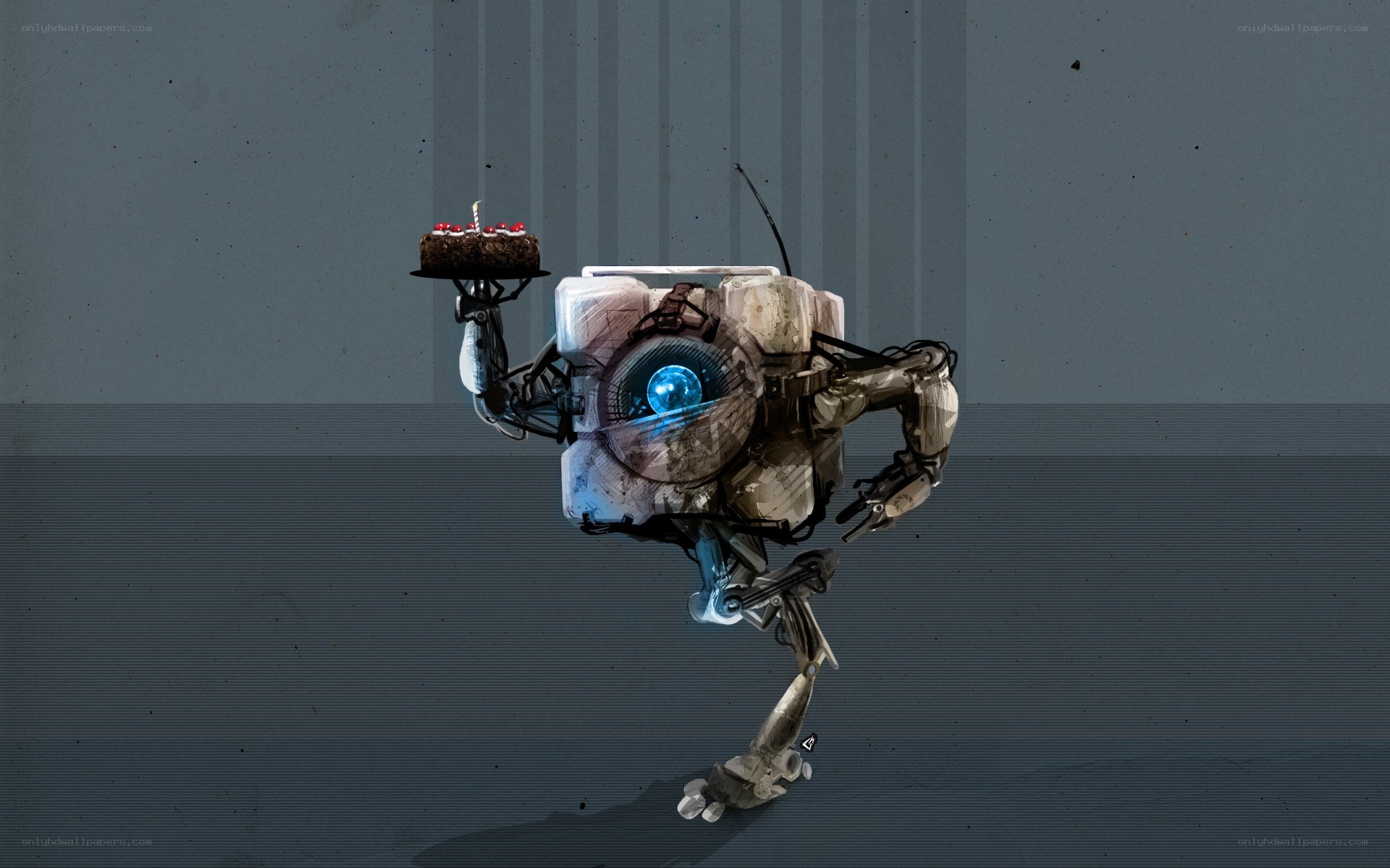 robot holding birthday cake