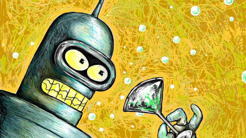 Robot Holding Cocktail Glass