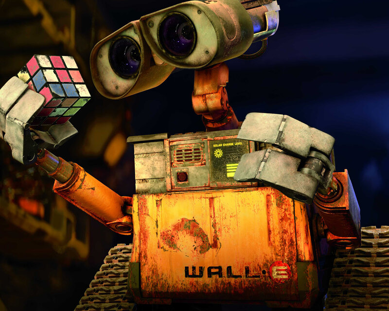 Robot Holding Cube — Orange