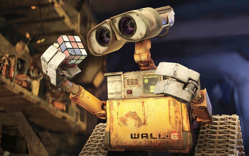 Robot Holding Cube — Yellow, Curious, 3d Render