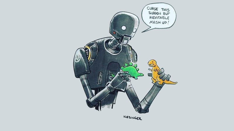 Robot Holding Dinosaurs
