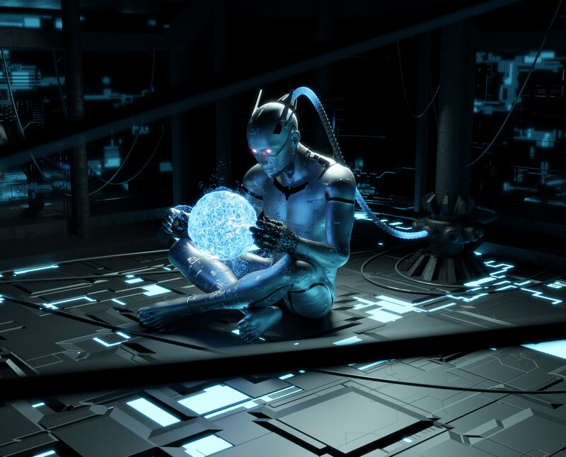 Robot Holding Energy Sphere