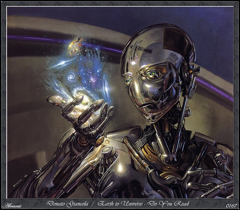 Robot Holding Galaxy — Silver