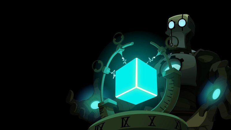 Robot Holding Glowing Cube