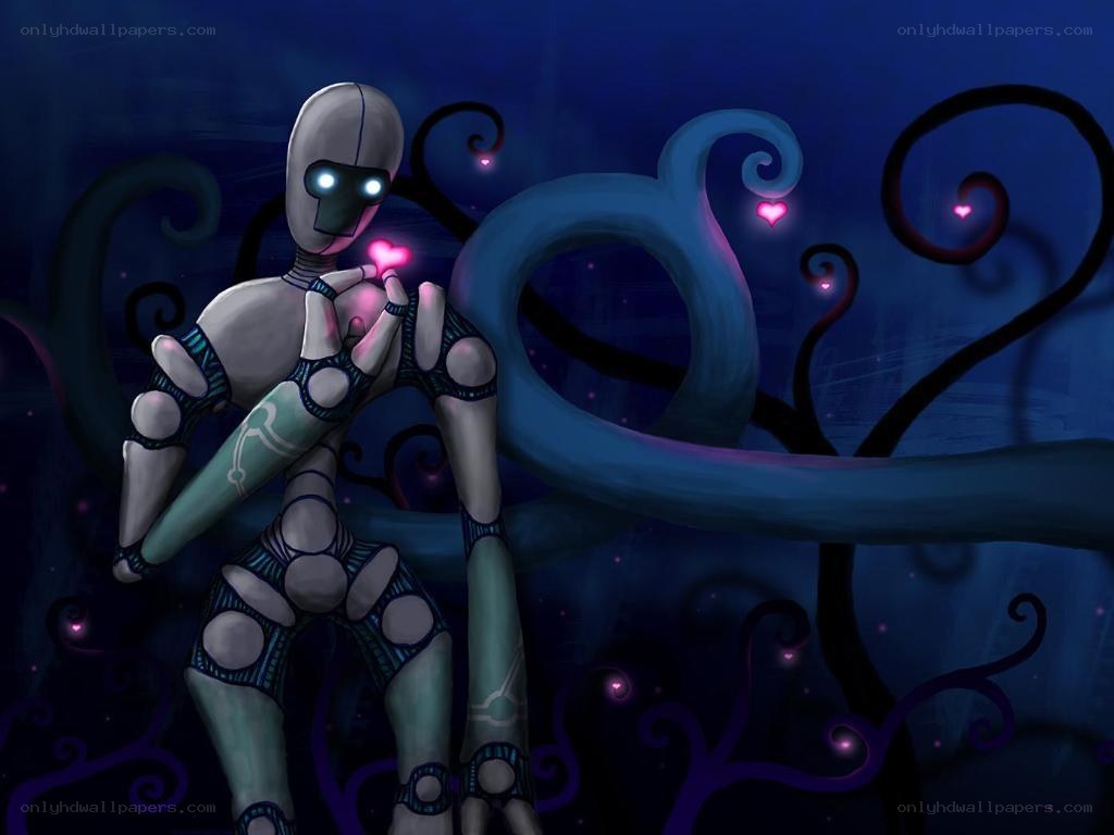 robot holding glowing heart