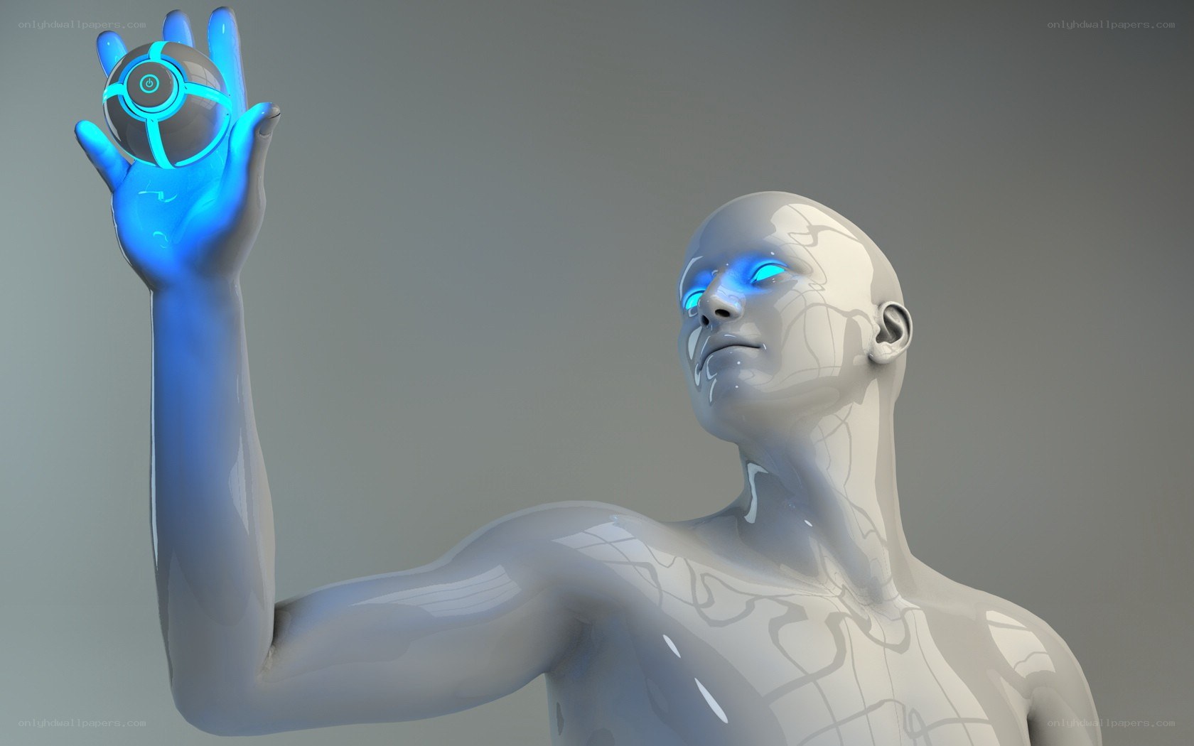 robot holding glowing orb