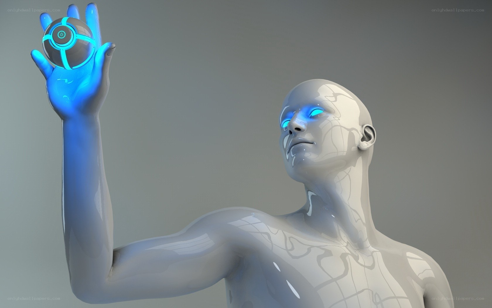 robot holding glowing orb