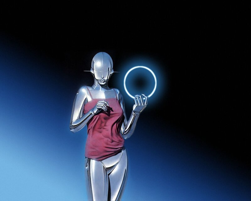 robot holding glowing ring