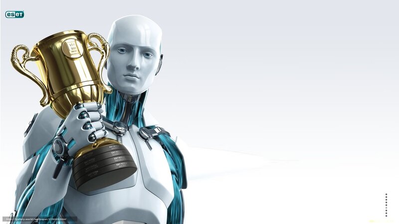 robot holding golden trophy