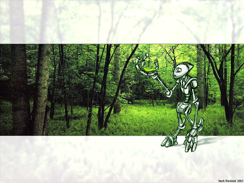 Robot Holding Leaf