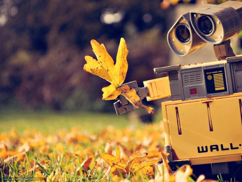 Robot Holding Leaf — Yellow, Calm