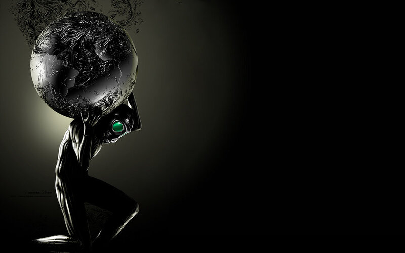 robot holding planet