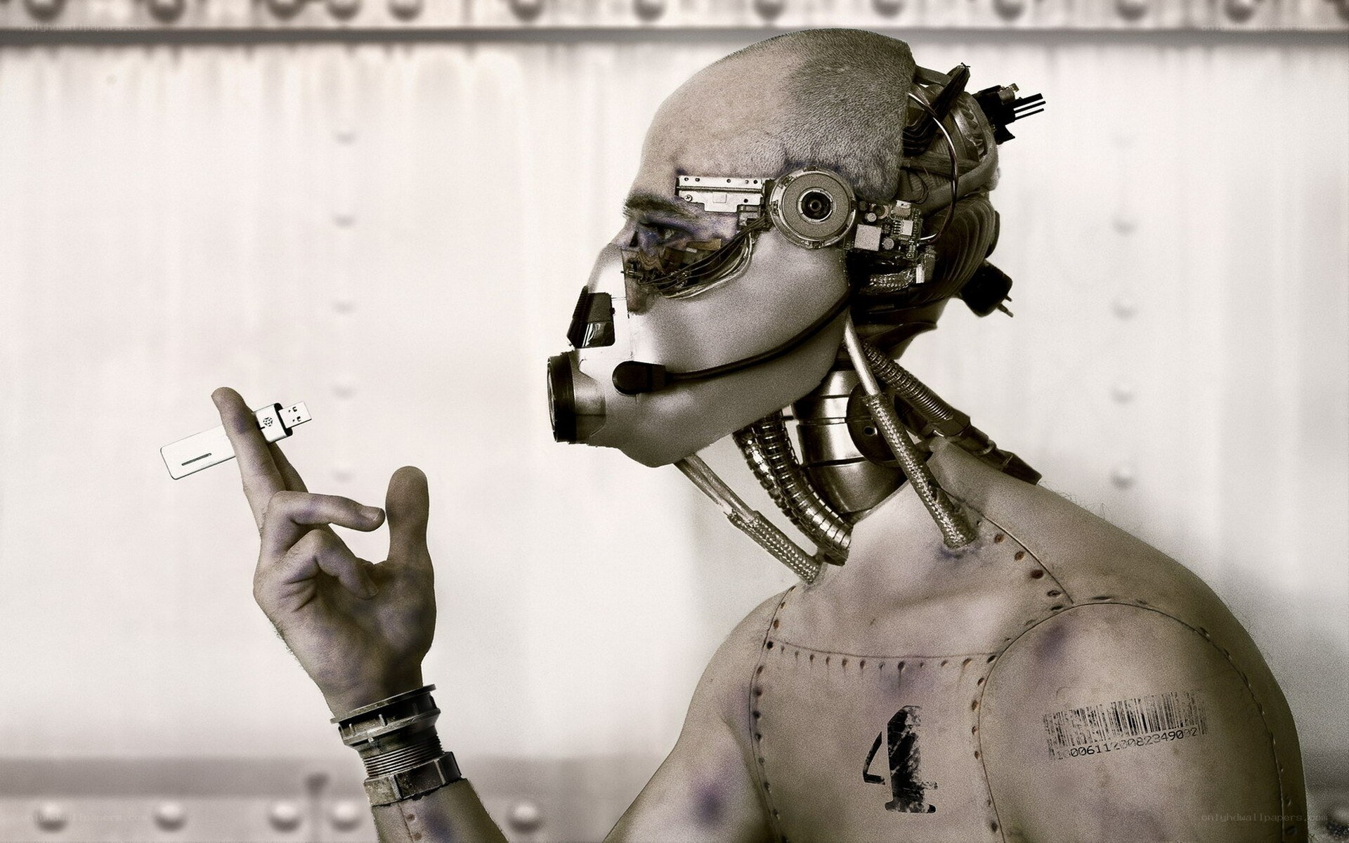 robot holding usb drive