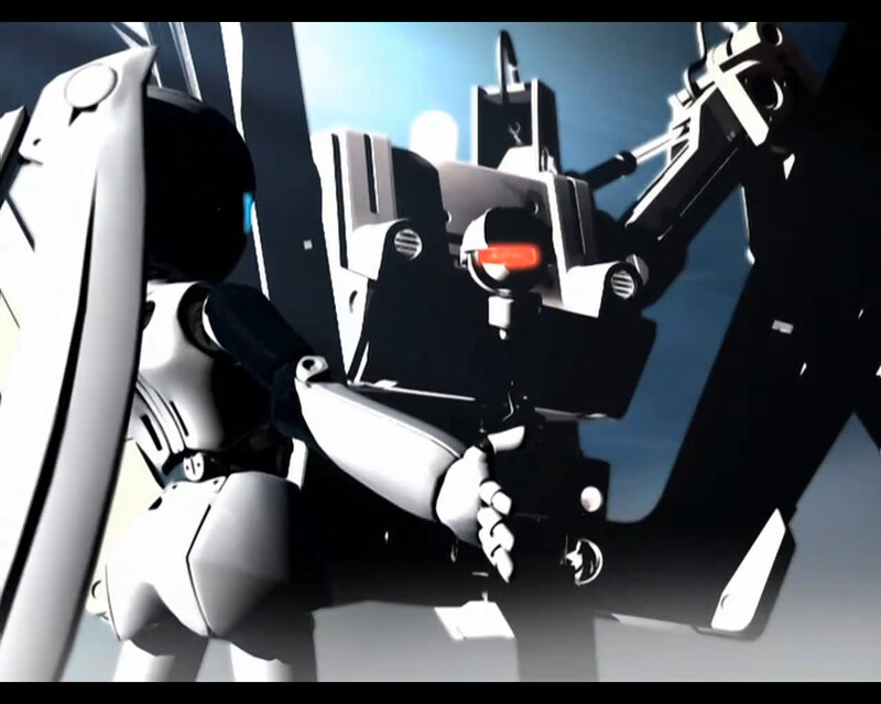 Robot Holding Weapon — White