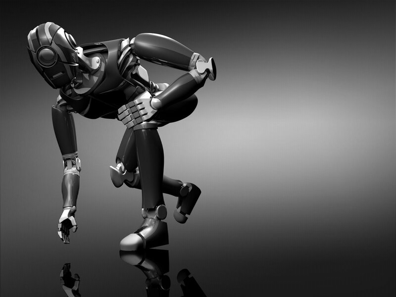robot in a bent pose