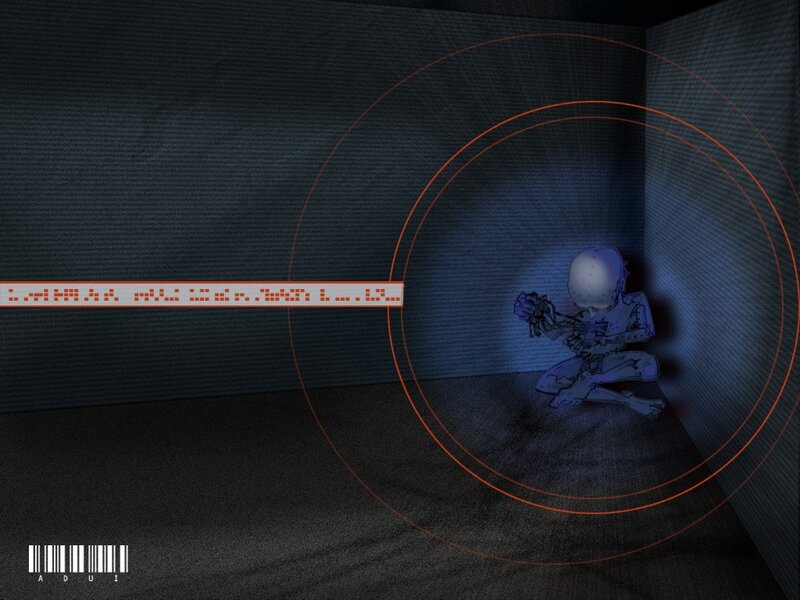 robot in a dark room