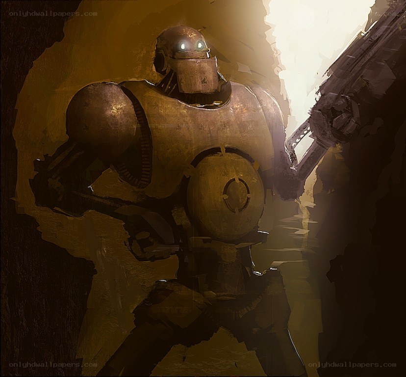 robot in a dark tunnel