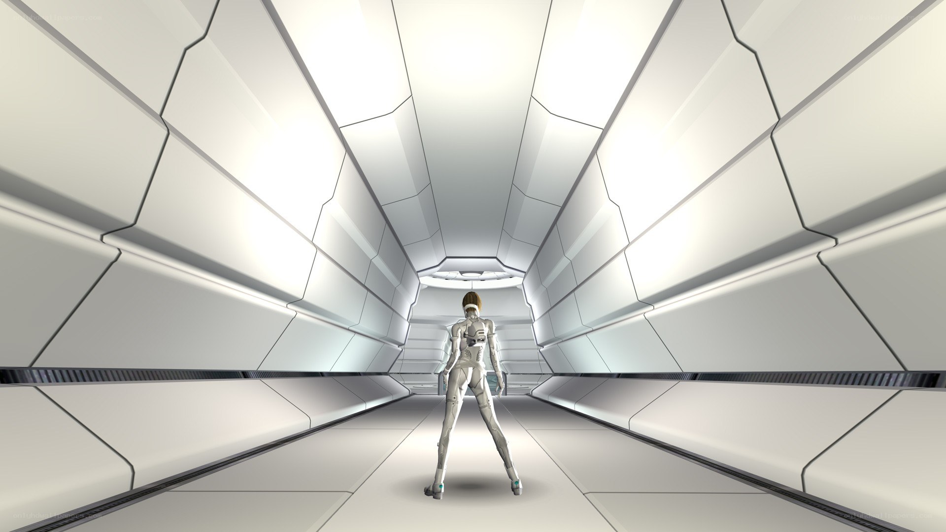 robot in a futuristic corridor