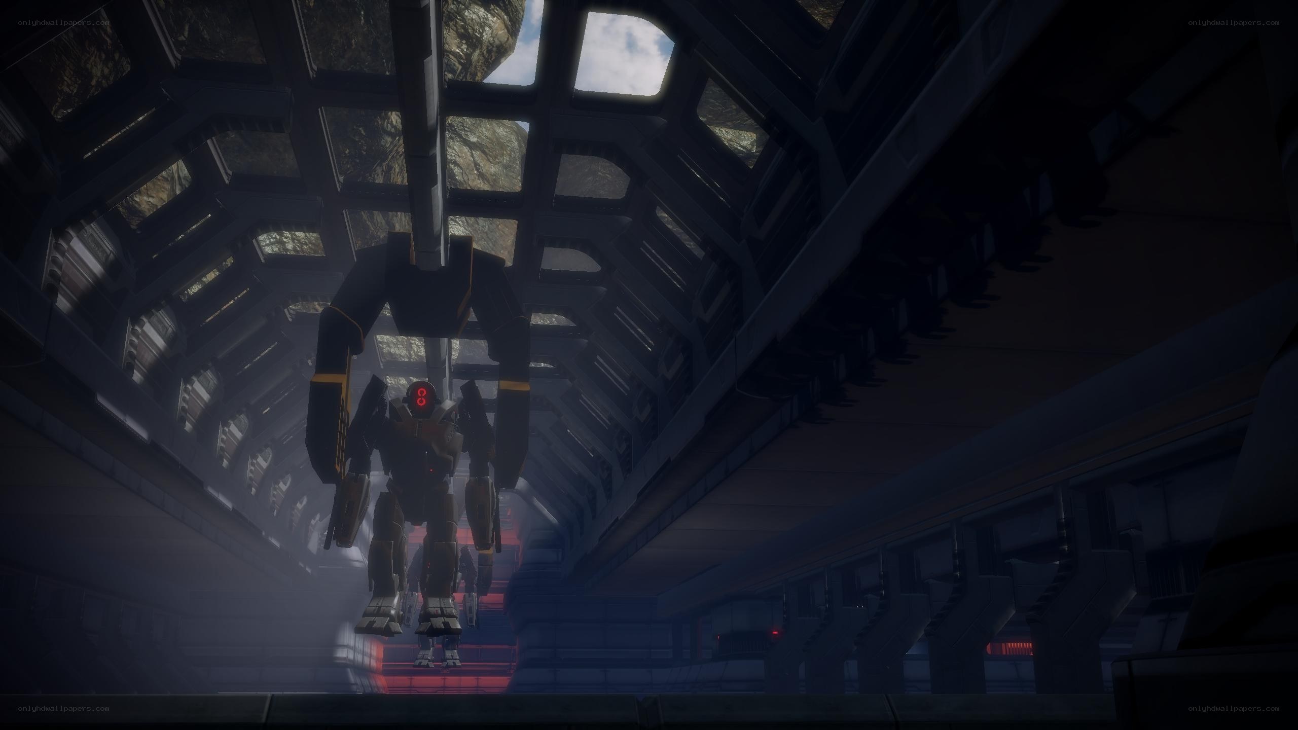 robot in a futuristic corridor