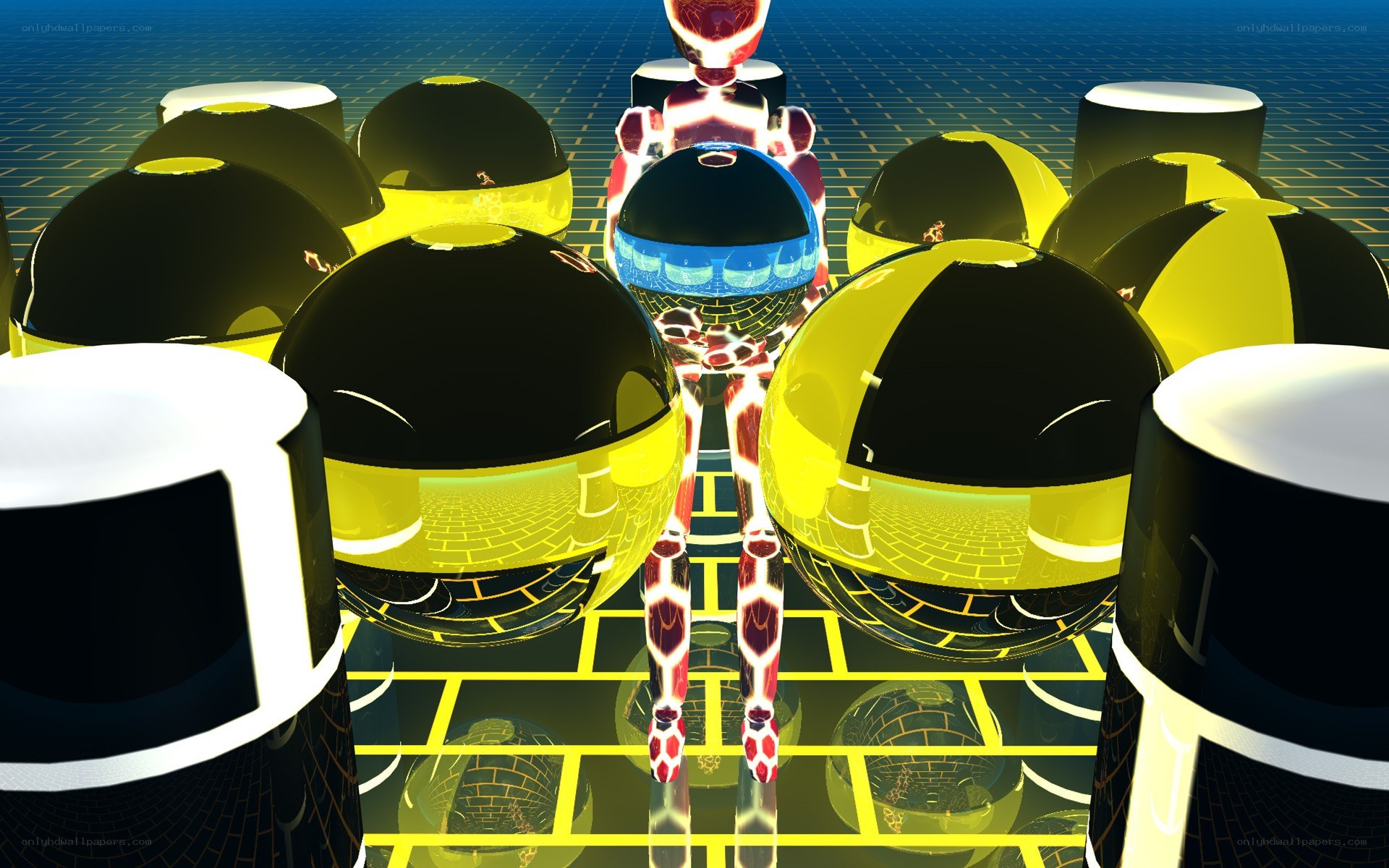robot in a futuristic grid