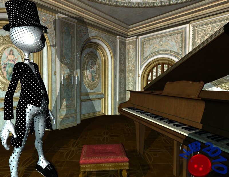 robot in a grand hall