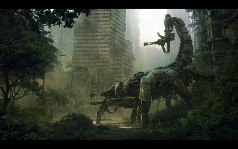 Robot in a post-apocalyptic city