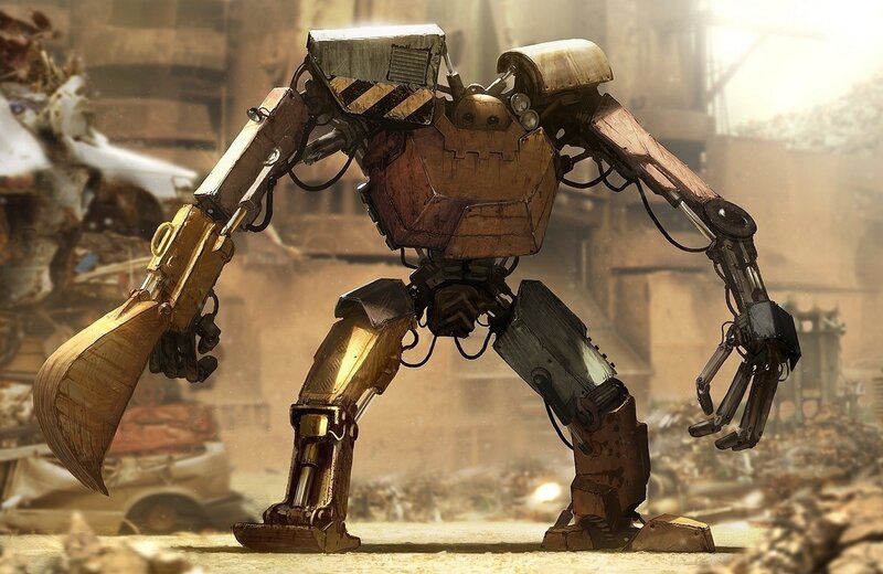 robot in a post-apocalyptic wasteland