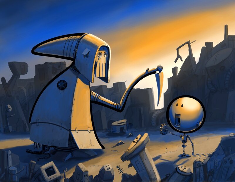 Robot in a post-apocalyptic world