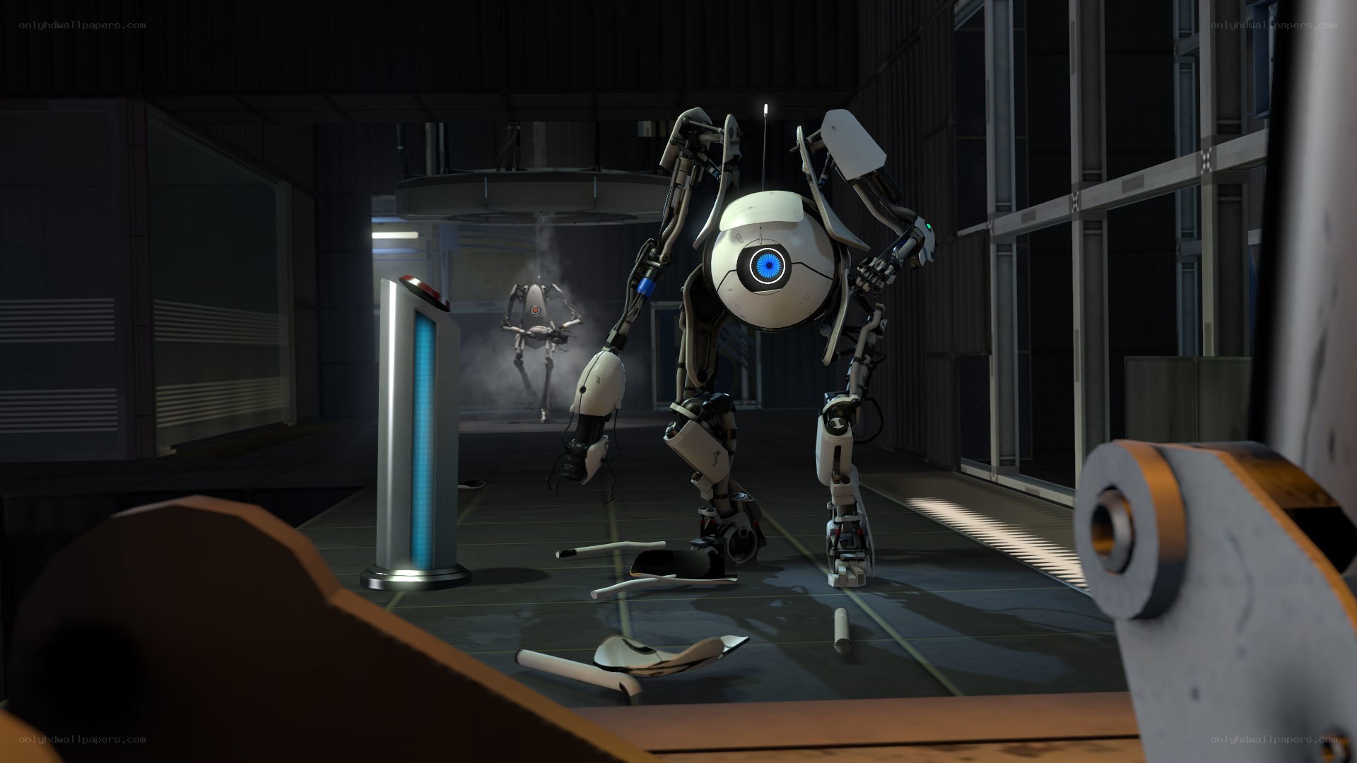 robot in a sci-fi corridor